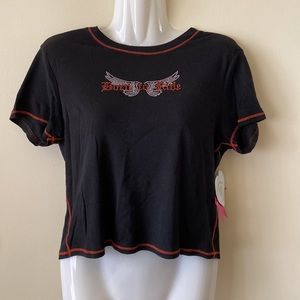 NWT Homegirl Society Graphiccrop baby tee misses Rd/blk XL